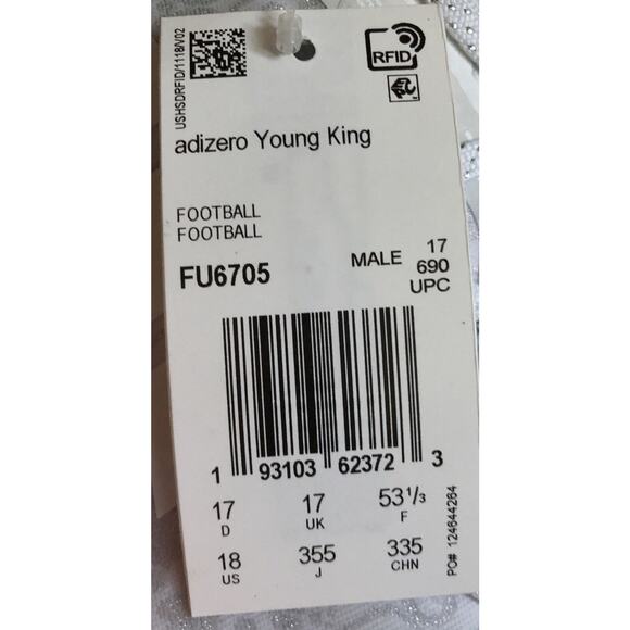 Adidas Young King NFL Team Football Cleats White Silver Shoes Rare Mens 18 New main image 4